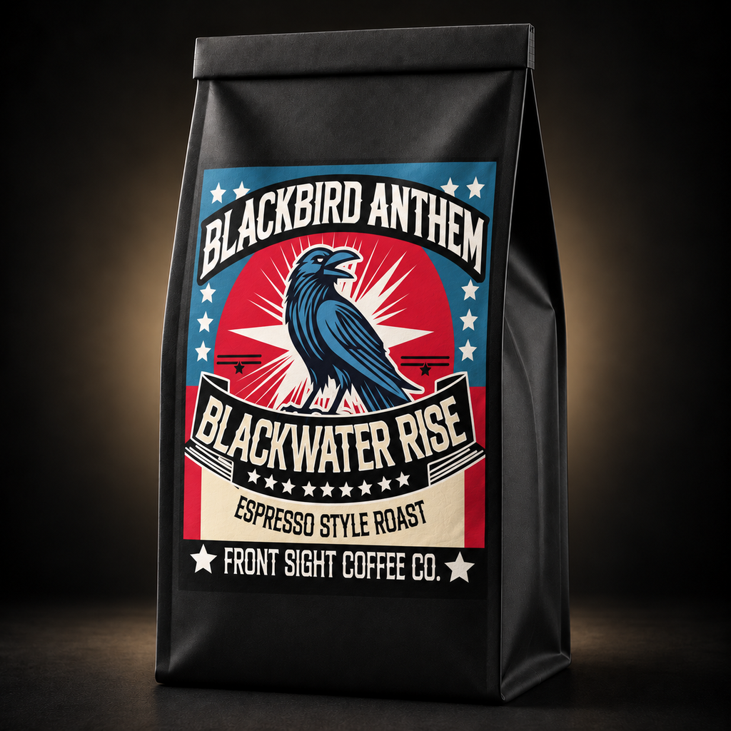 Blackwater Rise - Espresso Style Roast — Front Sight Coffee Co. black coffee bag