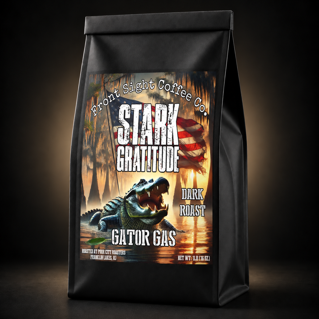 Gator Gas - Dark Roast — Front Sight Coffee Co. black coffee bag