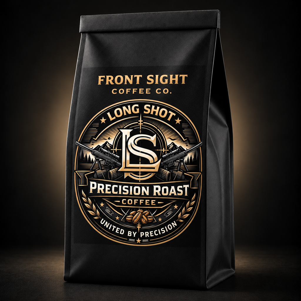 Long Shot Precision Roast — Front Sight Coffee Co. black coffee bag
