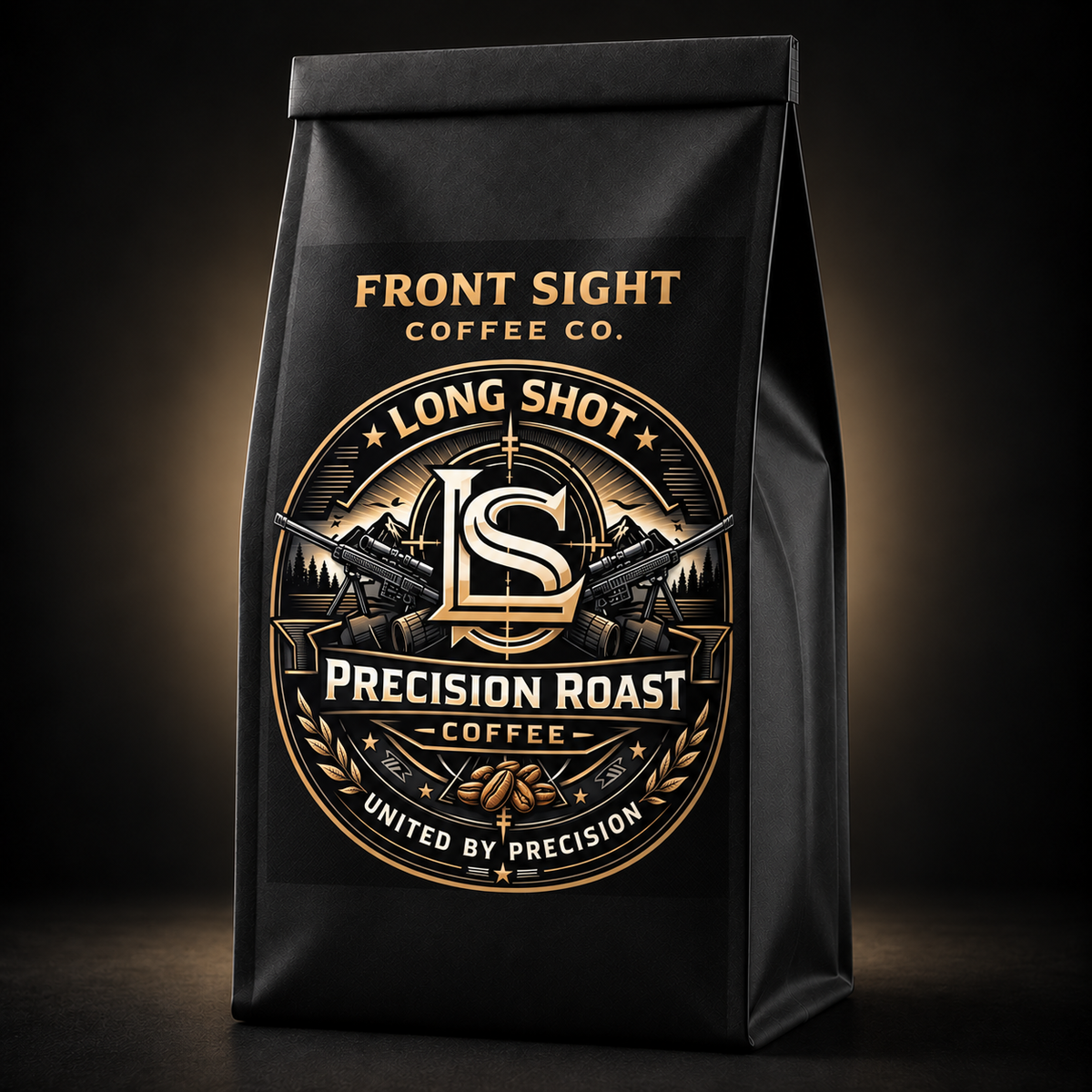 Long Shot Precision Roast — Front Sight Coffee Co. black coffee bag
