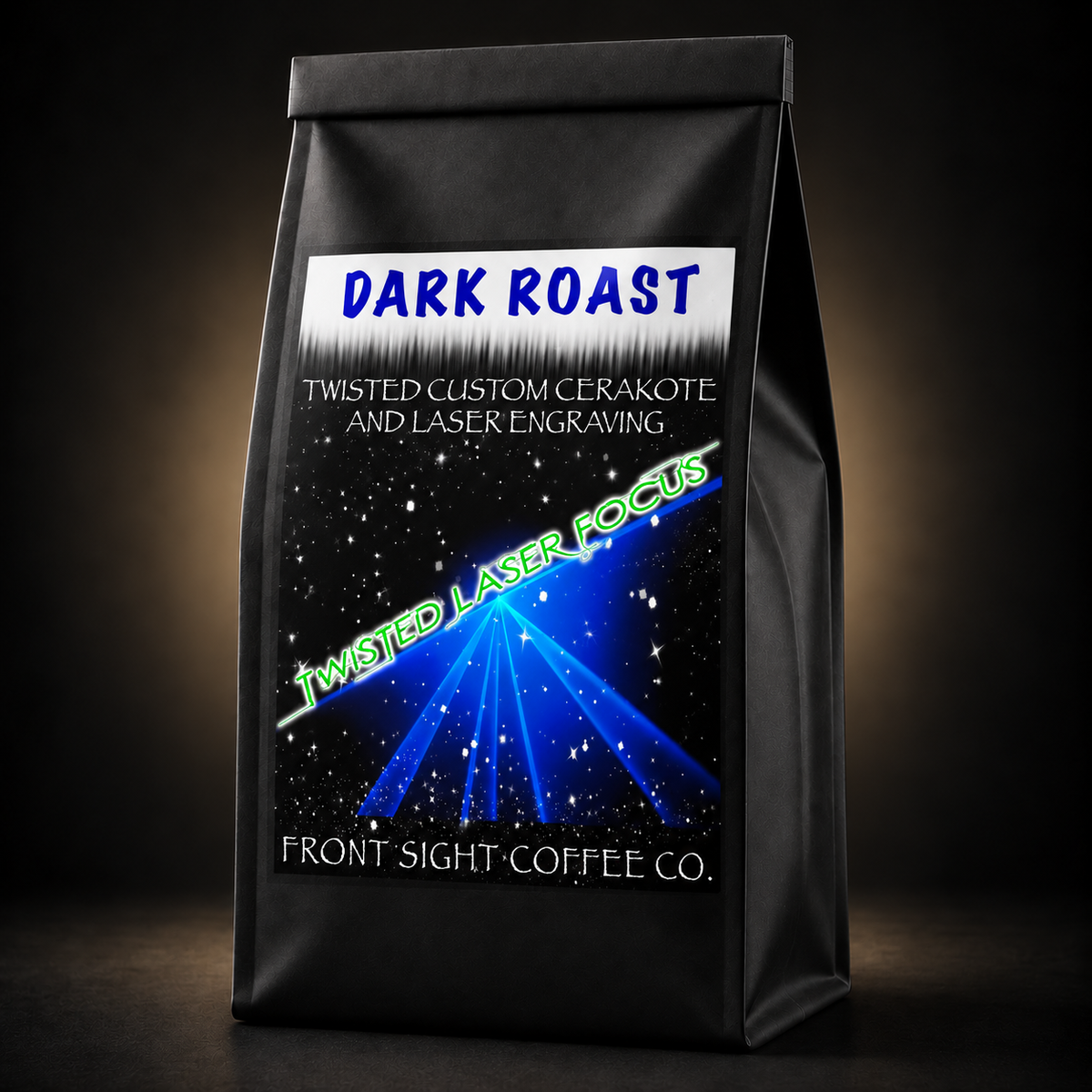 Twisted Laser Focus - Dark Roast — Front Sight Coffee Co. black coffee bag
