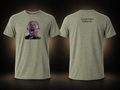 War Face in Heather Military Green, front and back views, black background with warm beige glow