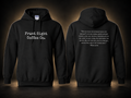 "Be The One" - Black Edition in Black, front and back views, black background with warm beige glow